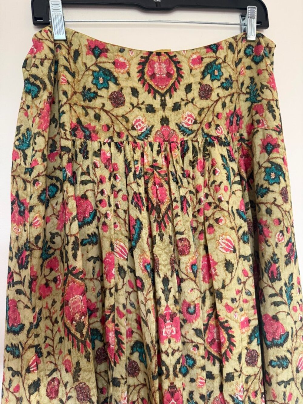 Peruvian Connection Jaipur Floral Maxi-Skirt Boho Chic Cottagecore Green - 10 - Picture 4 of 9